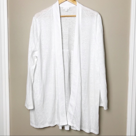 Linen Pleated White Long Cardigan 2x 